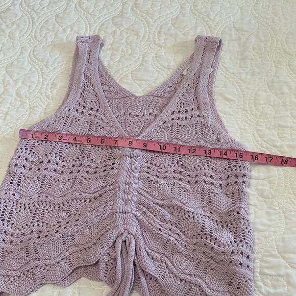 Jessica Simpson Crochet Knit Lavender Tie Top Size Small Boho Coastal western - Picture 5 of 7